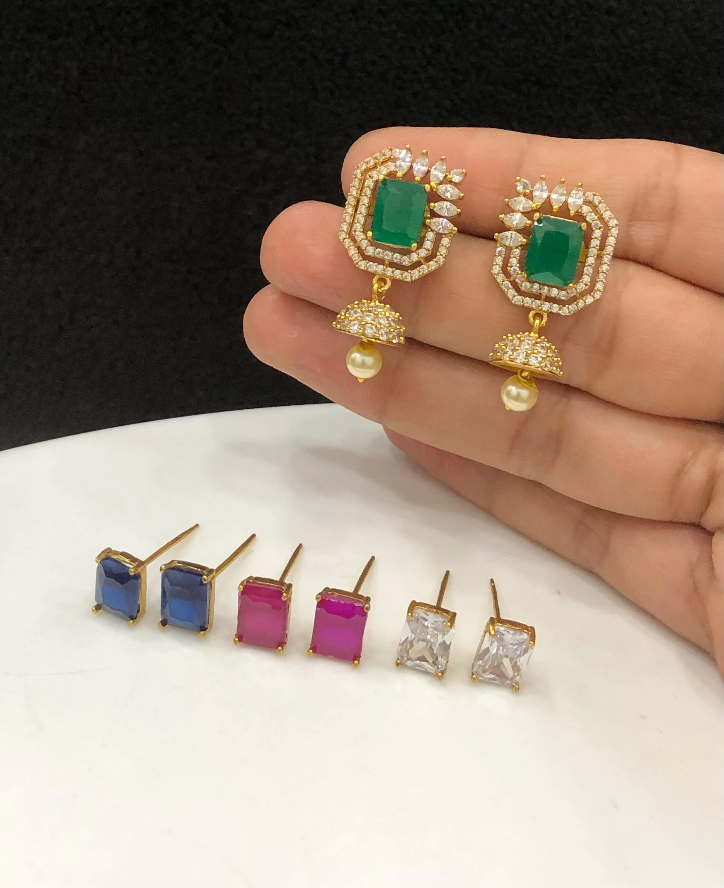 CZ AD Stone Changeable Earring Studs